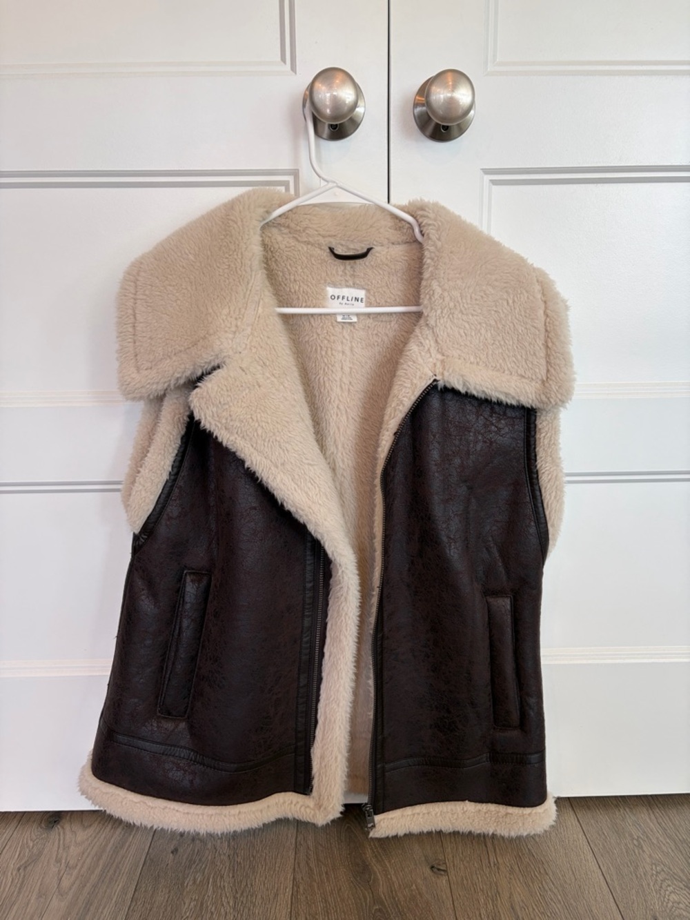 Aerie Faux Shearling/Leather Vest